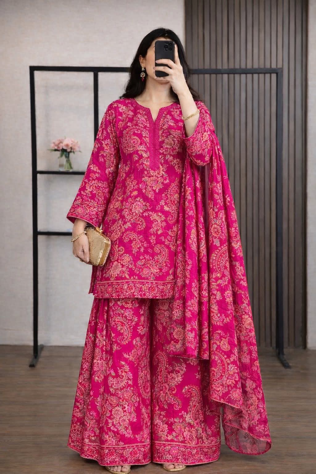 Digital Farshi salwar 3piece red
