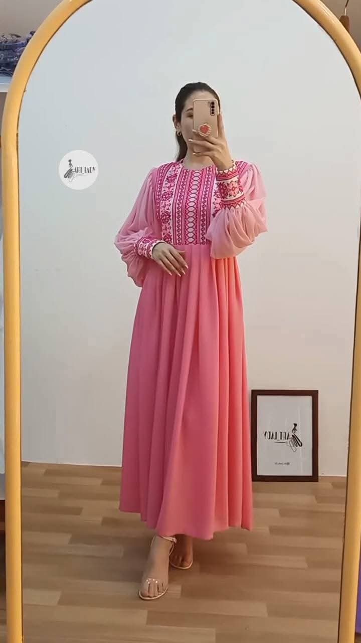 Pink chery jorjet one piece