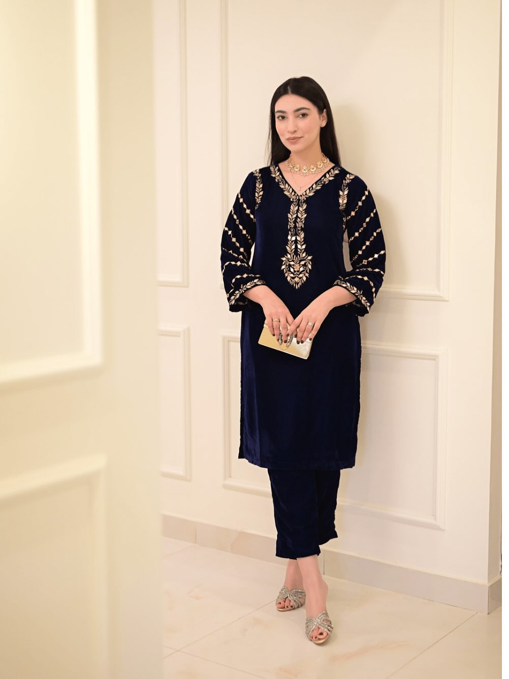 Blue Luxurious velvet 2pis set