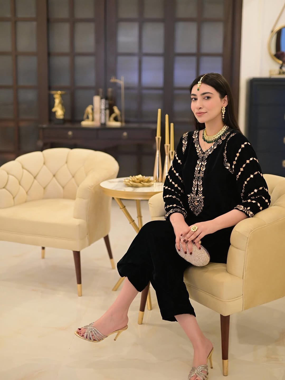 Black Luxurious velvet two pis set