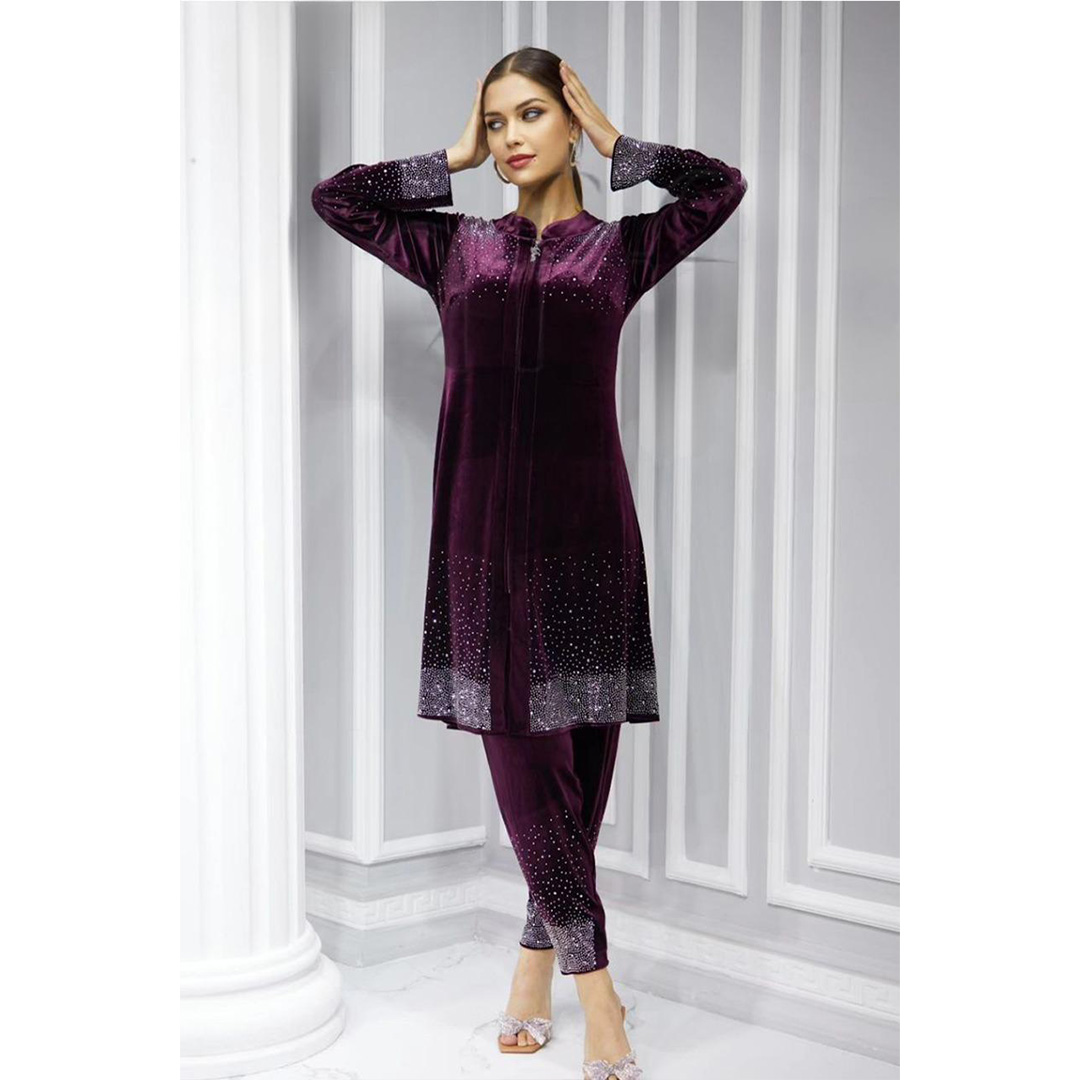 Perpel long velvet set