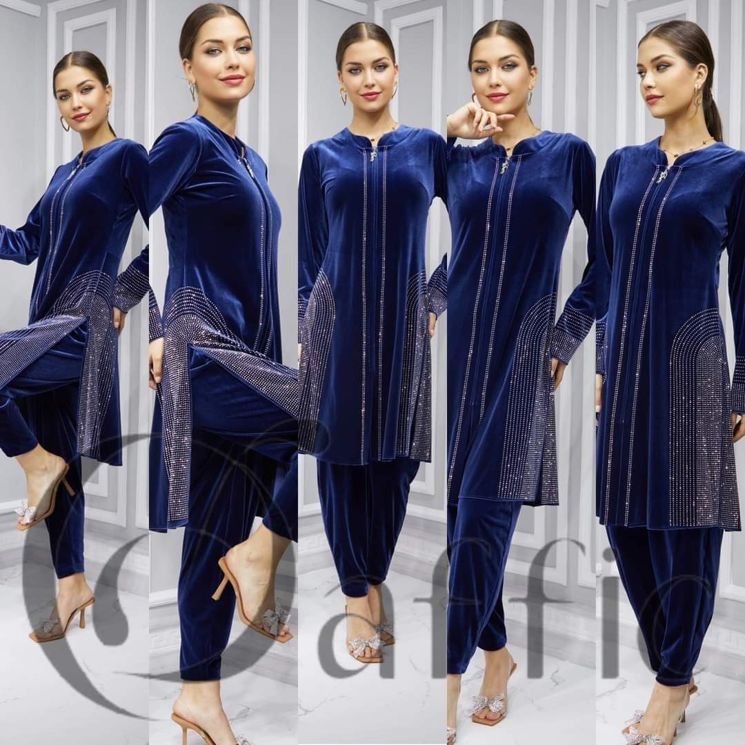 Blue side fara velvet set