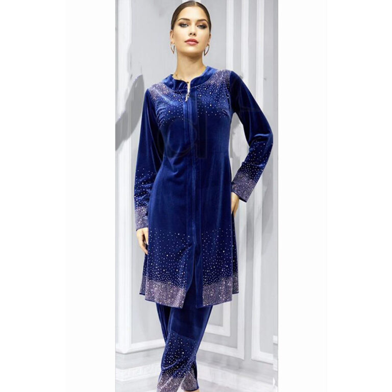 Blue long velvet set