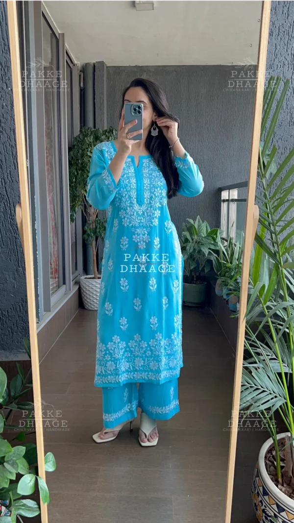 Arii Sky Blue Long Kurta And Pant Set With