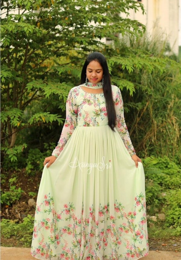 Beauty Queen Lemon Digitally Floral Printed Anarkali Suit - Image 2