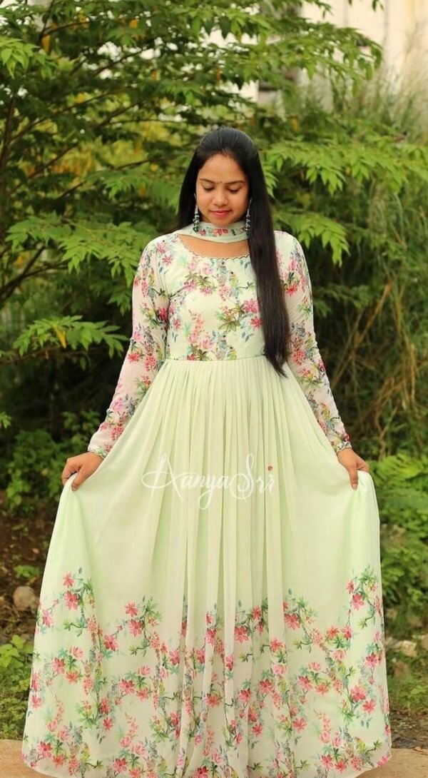 Beauty Queen Lemon Digitally Floral Printed Anarkali Suit